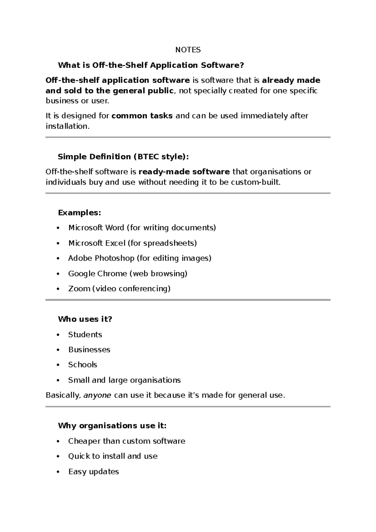 Application Software Overview: Key Concepts and Benefits (BTEC) - Studocu