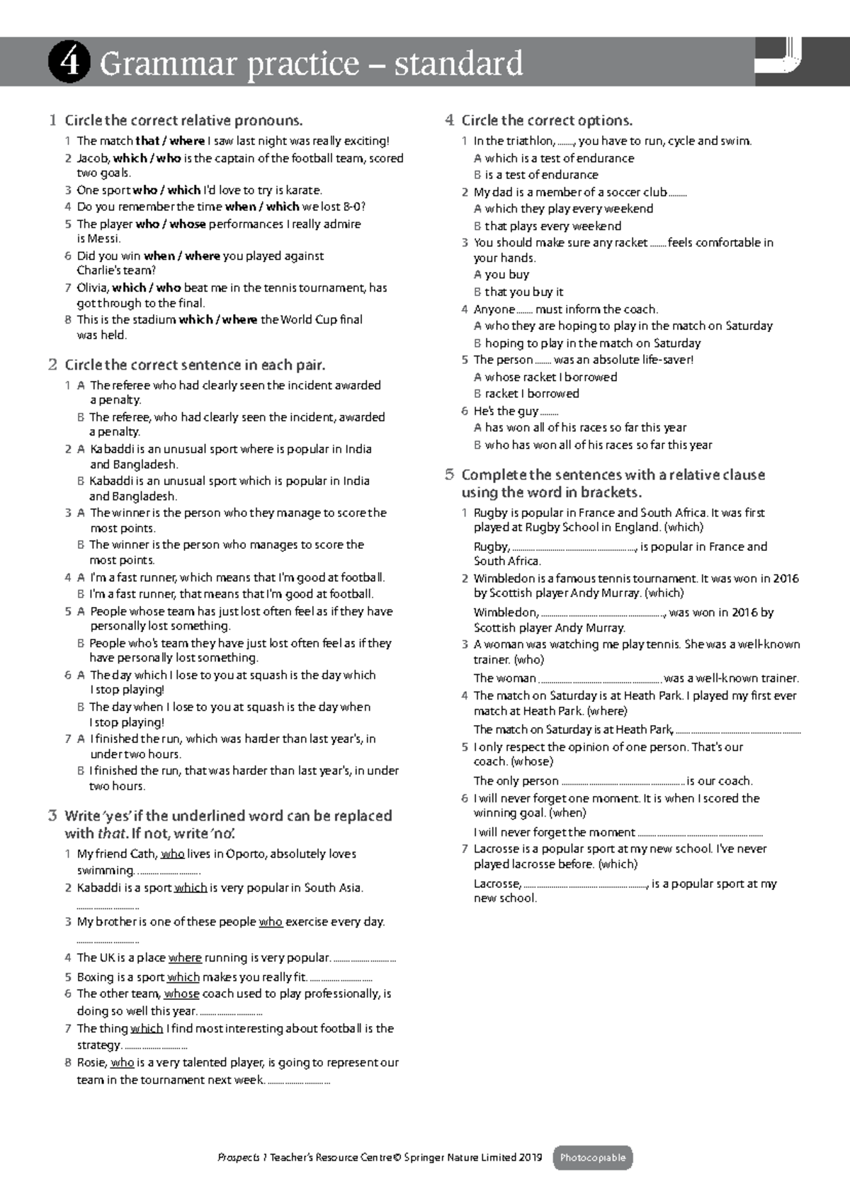 FP1 U04 Grammar Practice: Relative Pronouns Exercises - Studocu