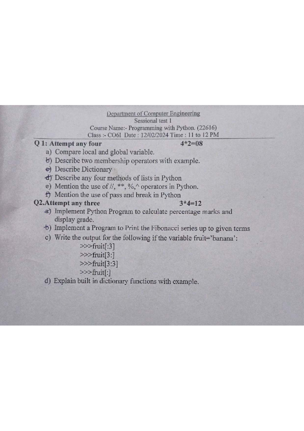 Sessional Tests for Programming with Python (22616) and MAD (22617 ...