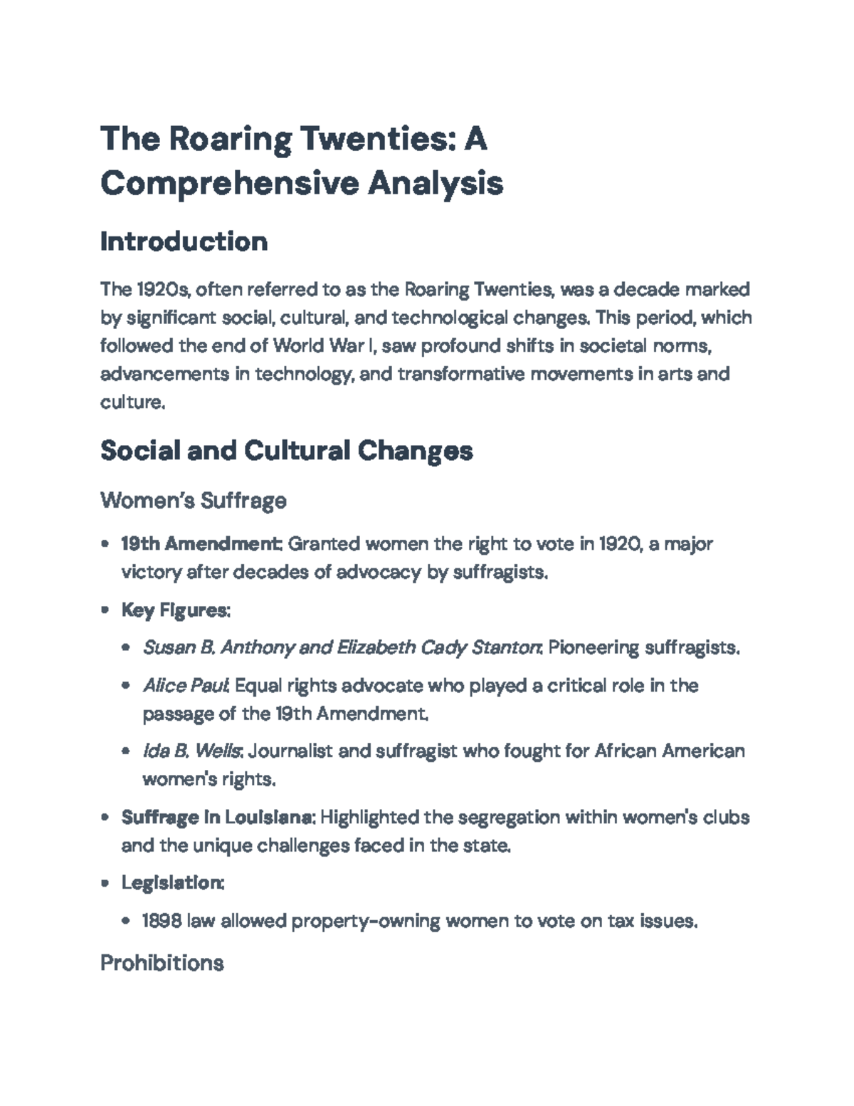 The Roaring Twenties: Social, Cultural, and Technological Changes - The ...