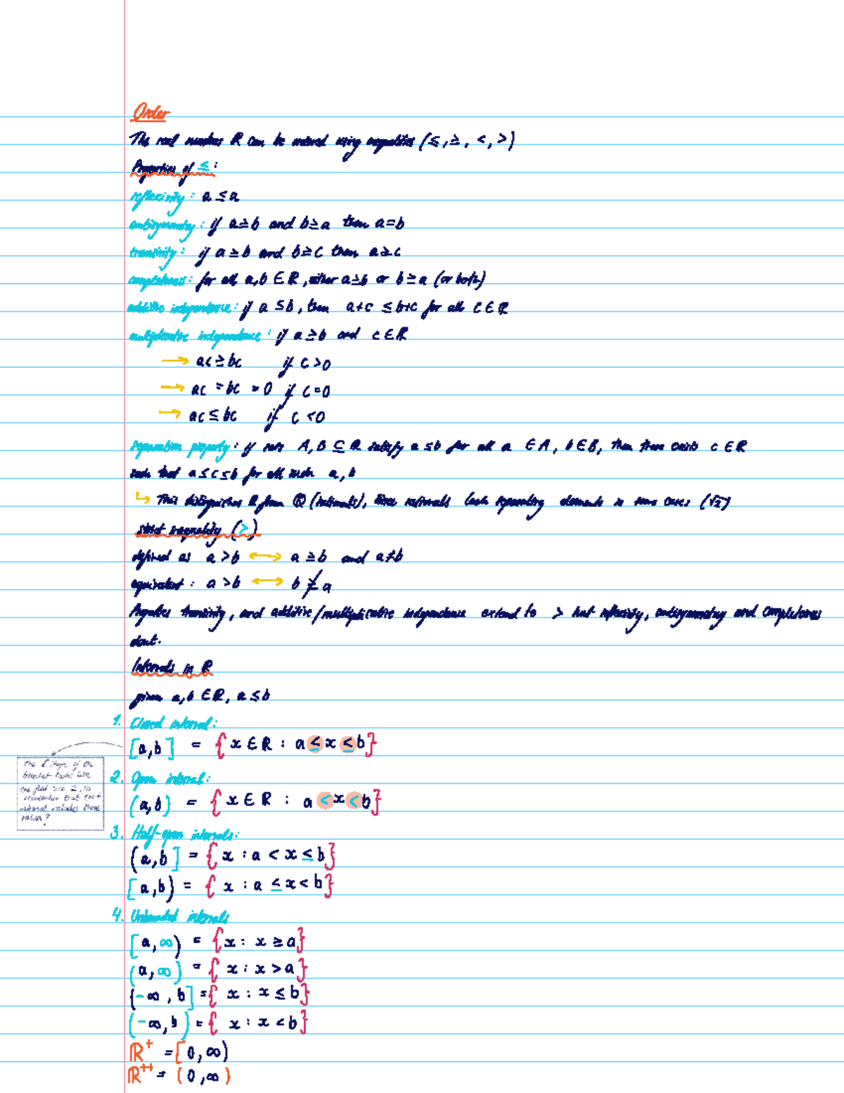 Order Structure of R: Year 1 Sem 1 Math Notes - Studocu