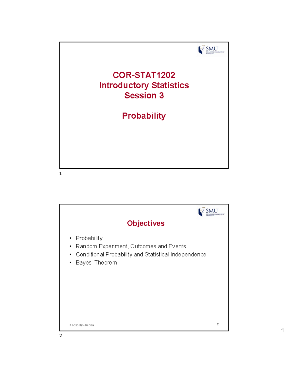 Introductory Statistics (Wk 3) - Probability Concepts and Exercises ...