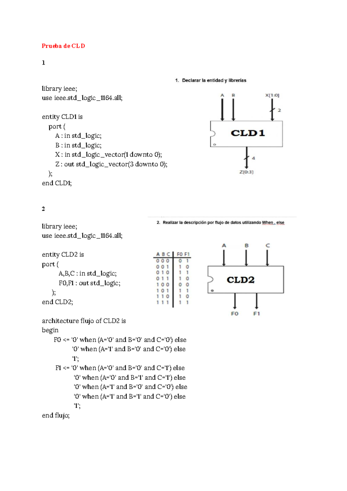 Prueba VHDL - espero les sirva - Prueba de CLD 1 library ieee; use ieee ...