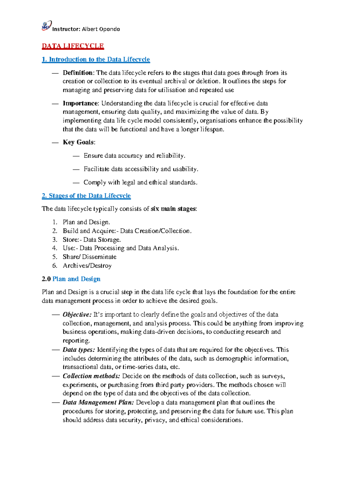 Data Lifecycle - business intelligence - DATA LIFECYCLE Introduction to ...
