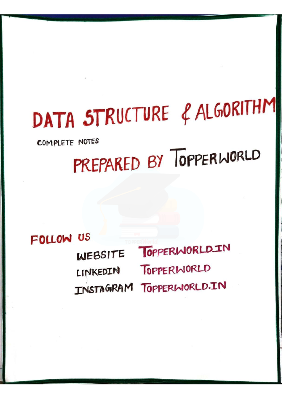 DATA STRUCTURE & ALGORITHM HANDWRITTEN NOTES - TOPPERWORLD - Studocu