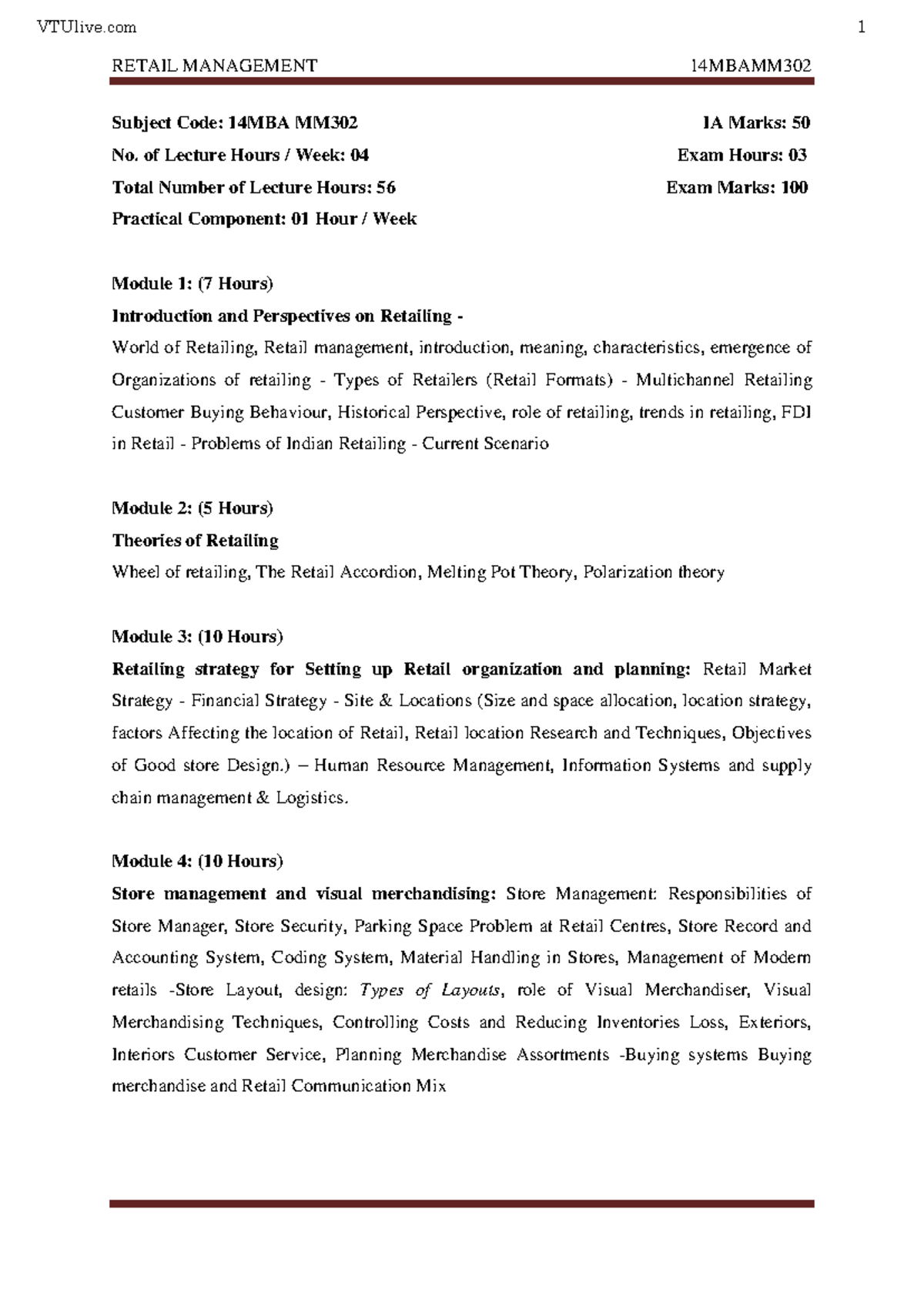 MBA-III Retail Management Study Notes: Comprehensive Overview - Studocu