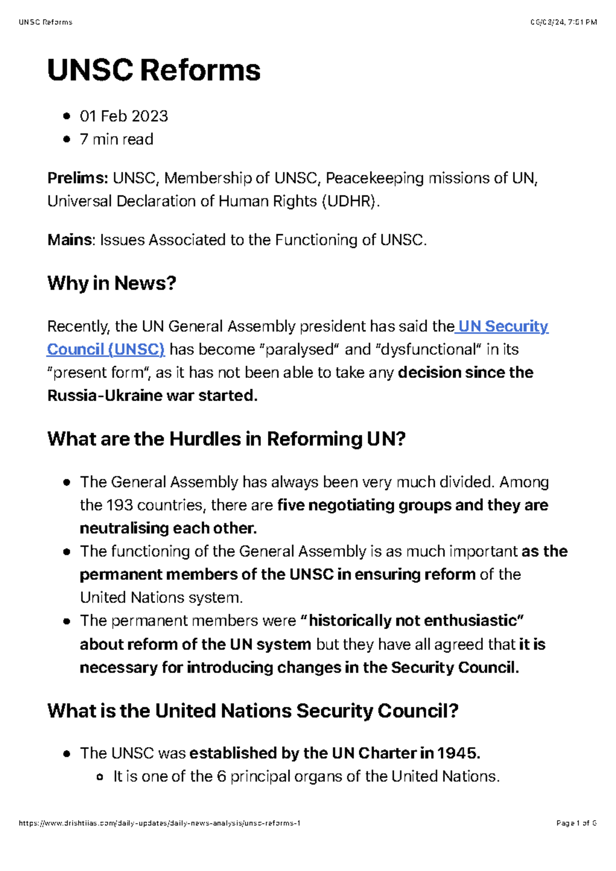 UNSC 3 - Reforms: Addressing Dysfunctionality and Representation Issues ...