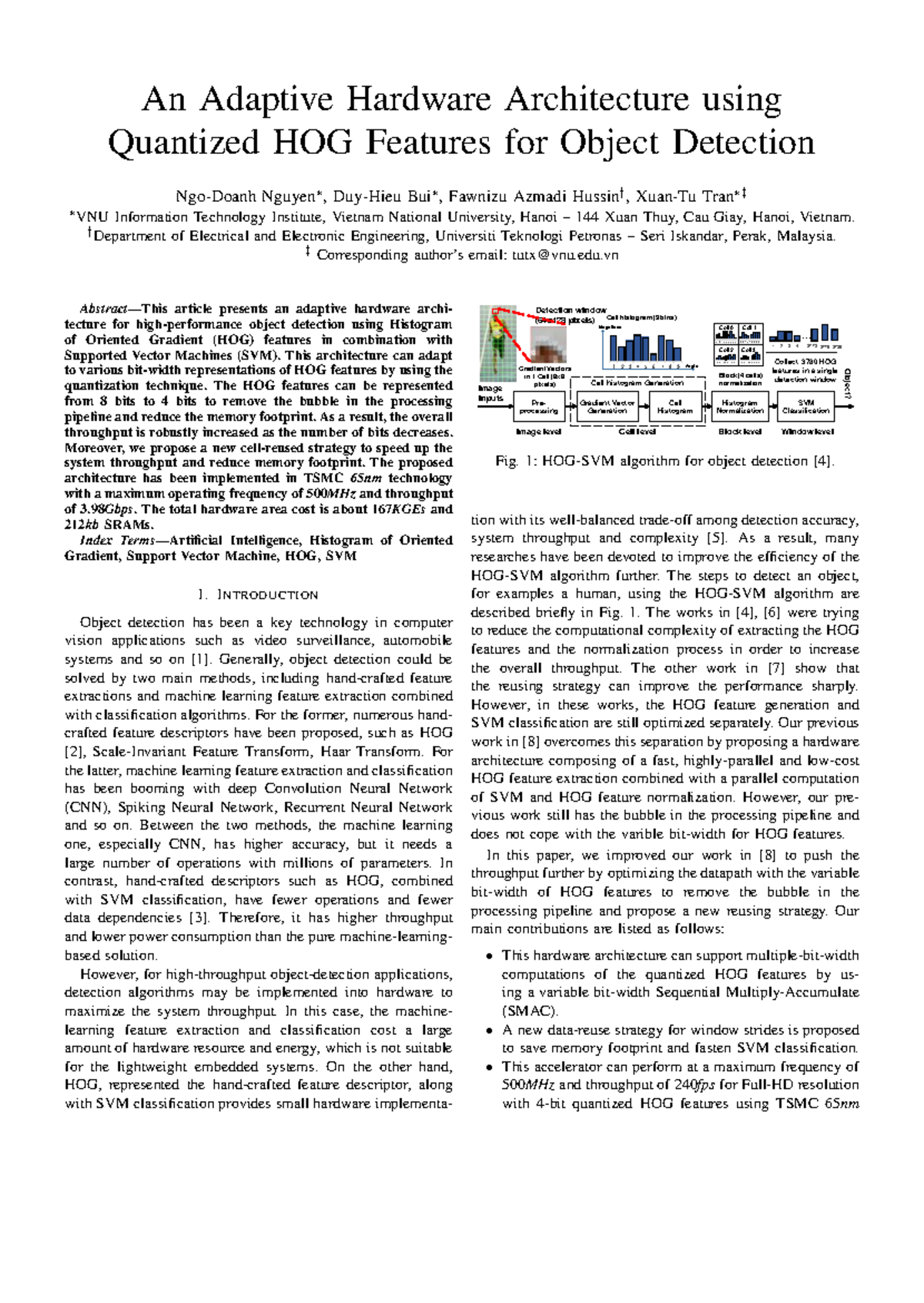 Adaptive Hardware Architecture for Object Detection Using HOG Features ...