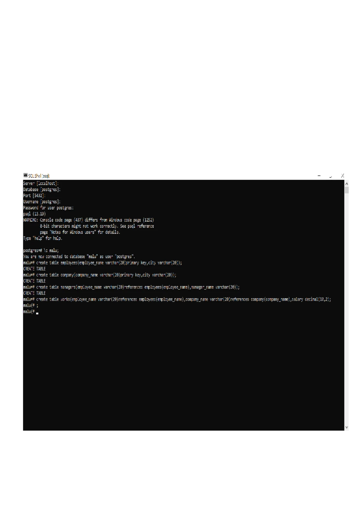 SQL Shell (psql) Practical Guide: Database Setup & Table Creation - Studocu