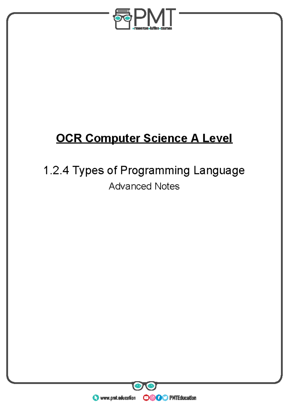 OCR Computer Science A Level 1.2.4 Advanced Notes on Programming ...