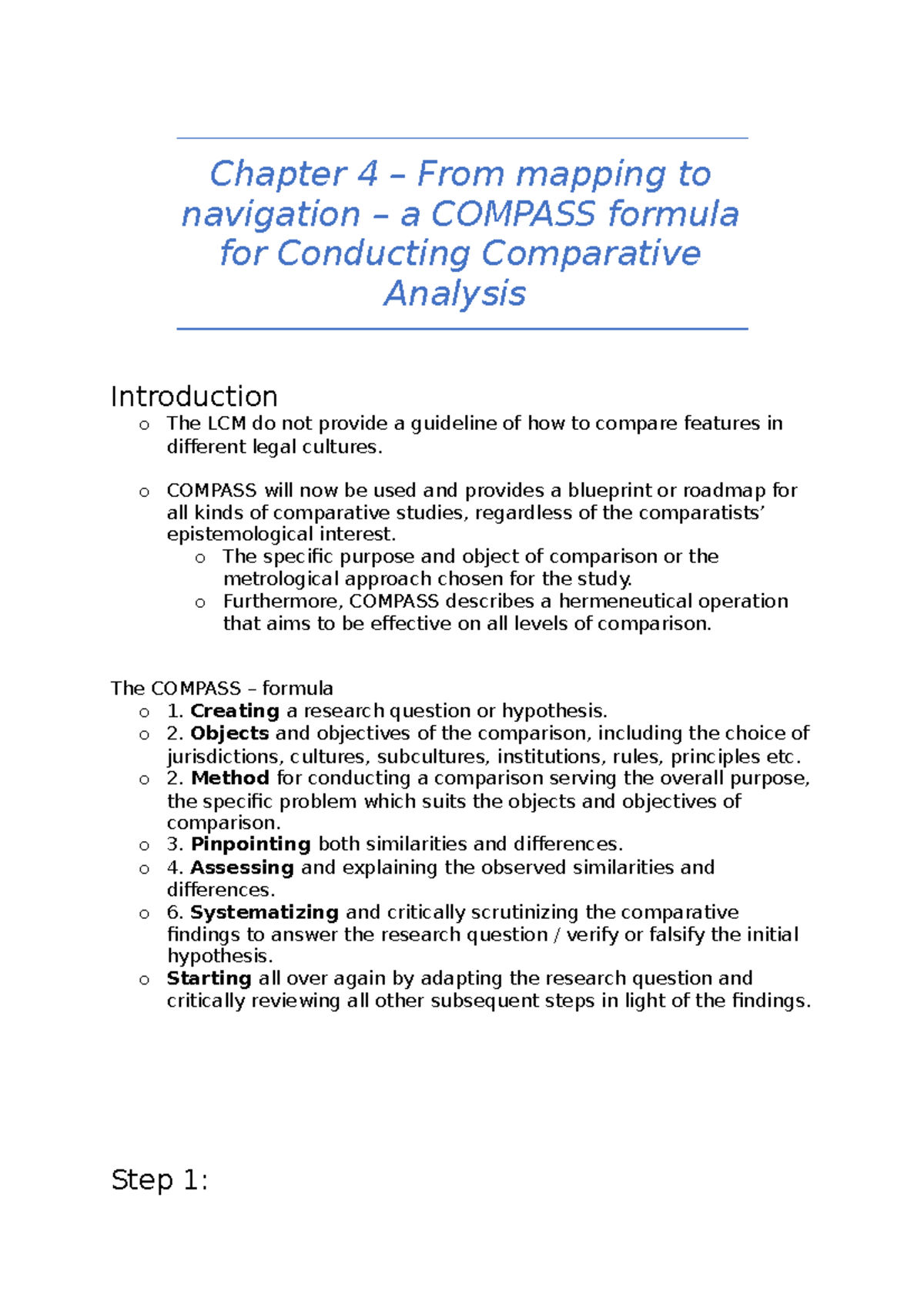Chapter 4 - The COMPASS Formula for Comparative Analysis - Studocu