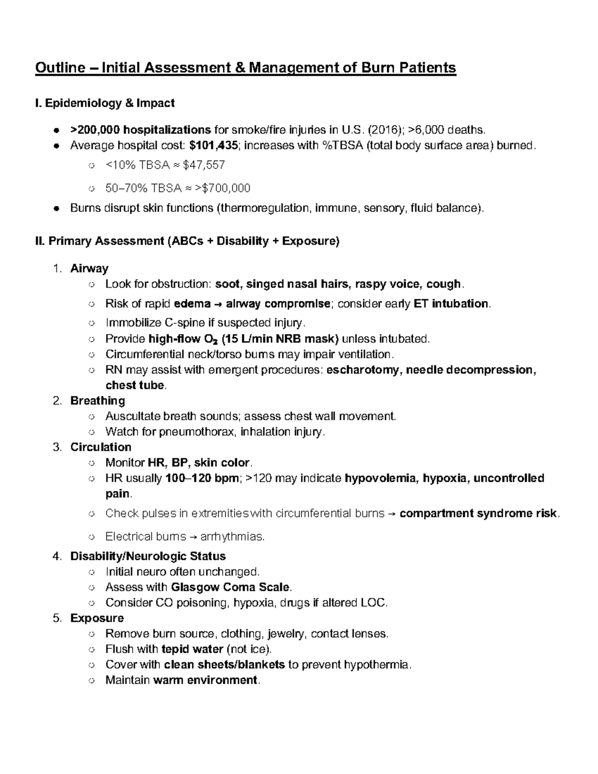 CC Week 7 Readings - Lecture on Burn Patient Assessment & Management ...