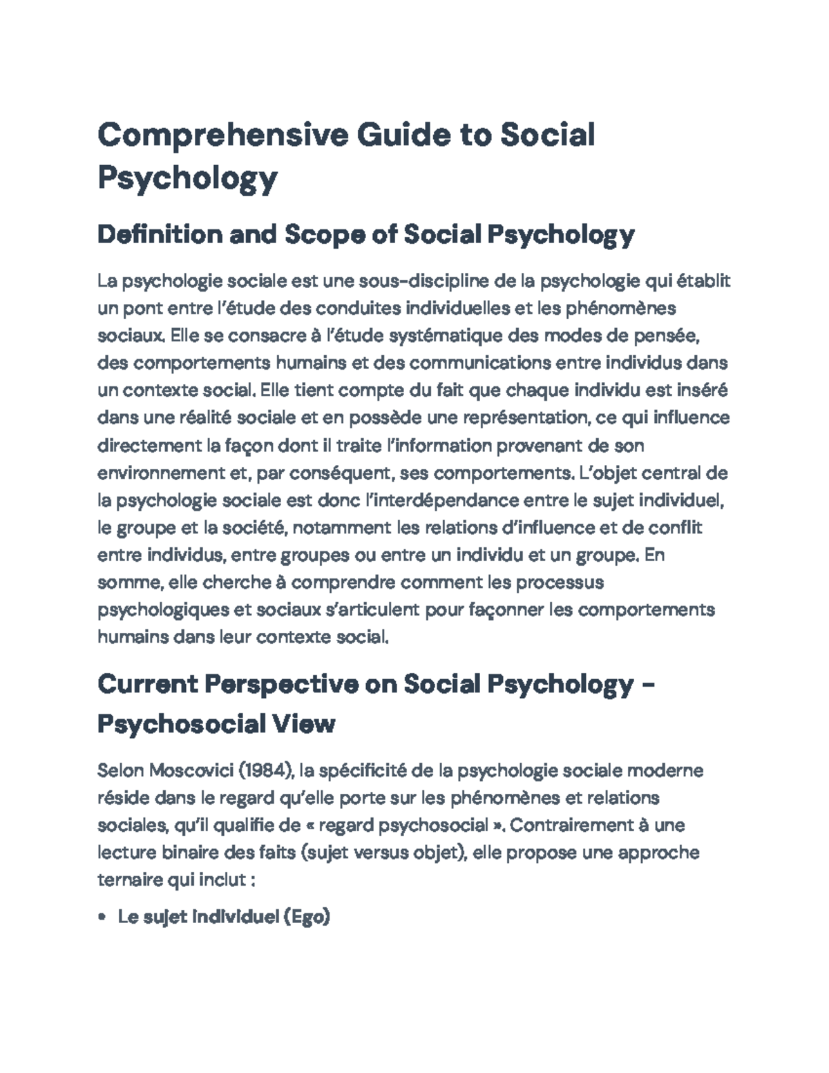 Comprehensive Overview of Social Psychology Concepts and Theories (PSY ...