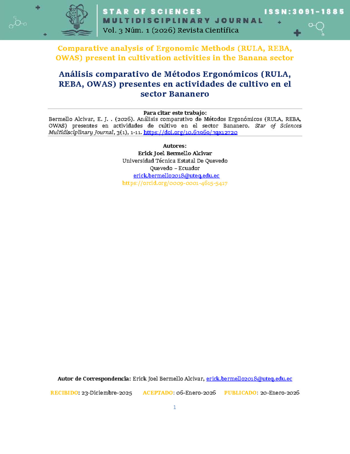 Comparative Analysis of Ergonomic Methods (RULA, REBA, OWAS) in Banana ...