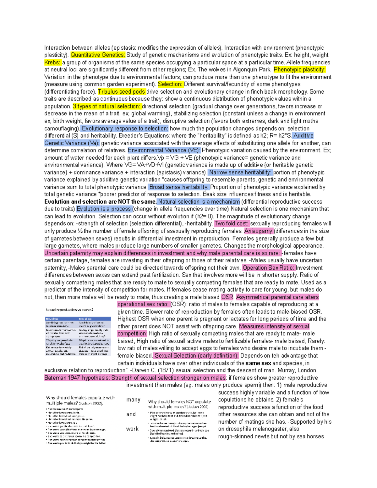 BIOL 301 Midterm Cheat Sheet: Genetics and Evolution Insights - Studocu