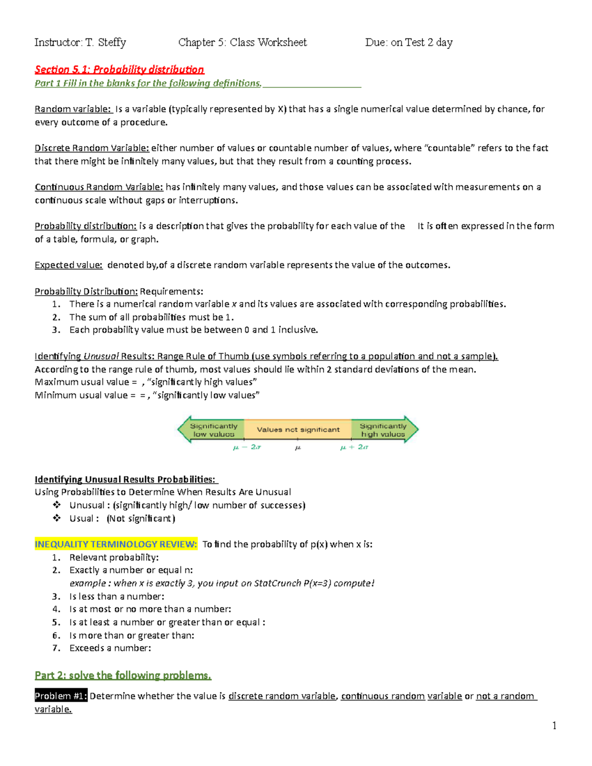 Chapter 5 Stats (Course Code) - Understanding Probability Distributions ...