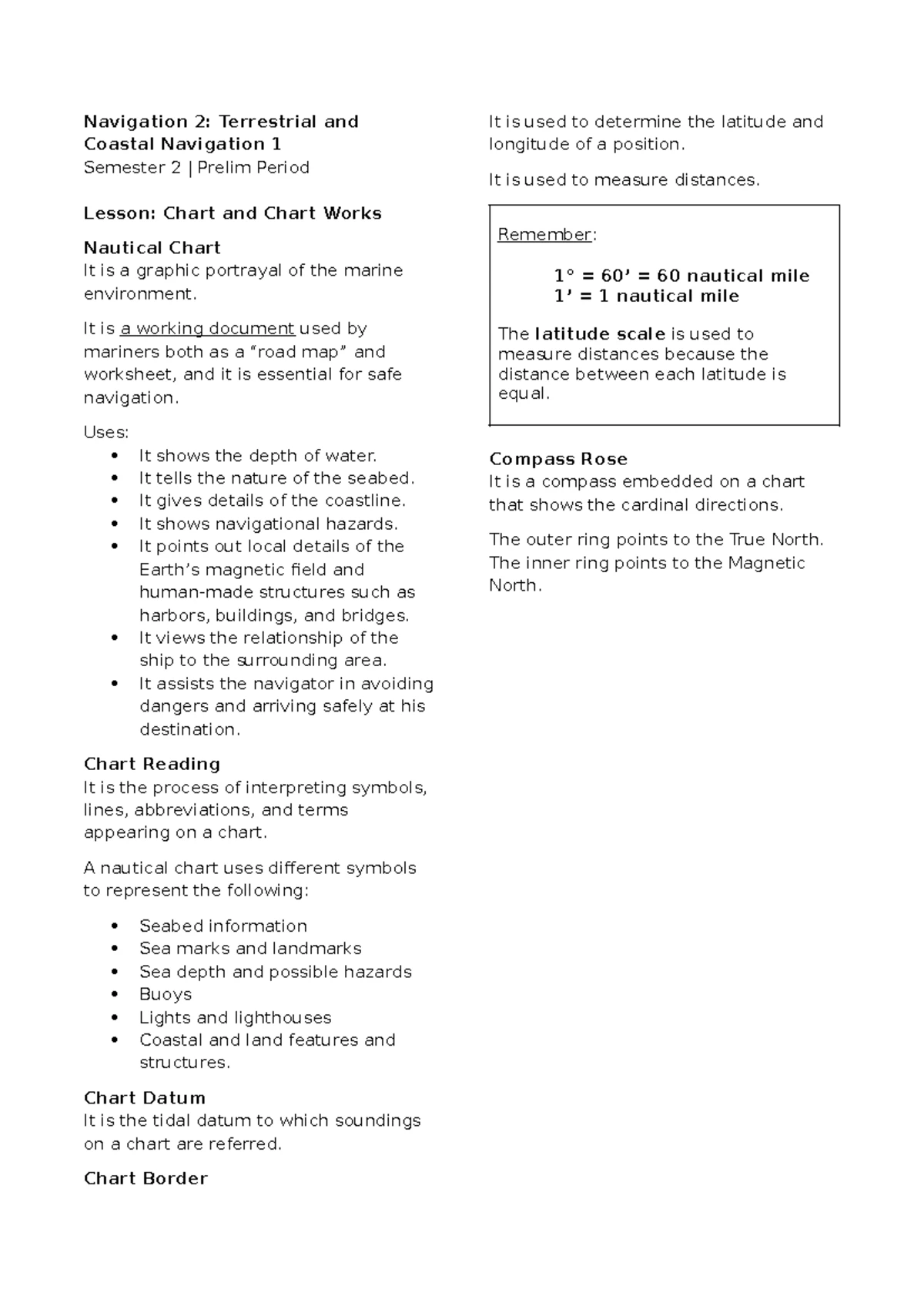 NAV 2 Final Lesson: Navigational Warnings & Buoyage Systems - Studocu