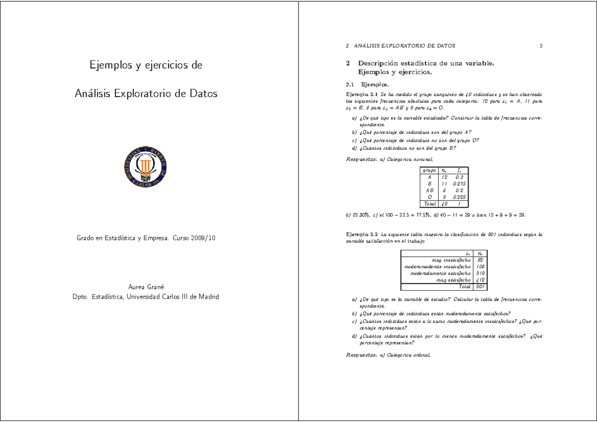 Ejemplos y Ejercicios de Análisis Exploratorio de Datos - Estadística 2009 - Document Preview