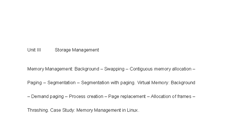 UNIT3-4: Comprehensive Notes on Memory Management Techniques - Studocu