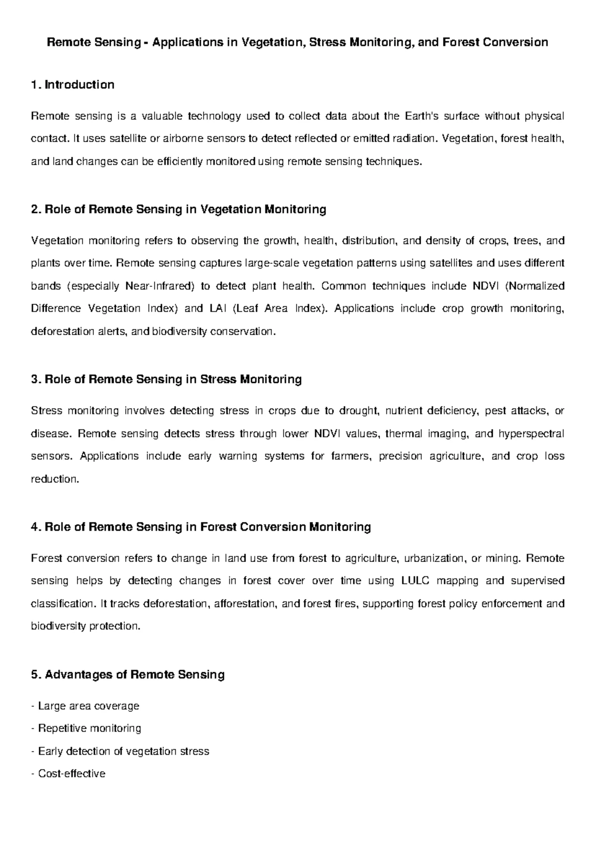 Remote Sensing Overview: Concepts, Components, and Applications - Studocu