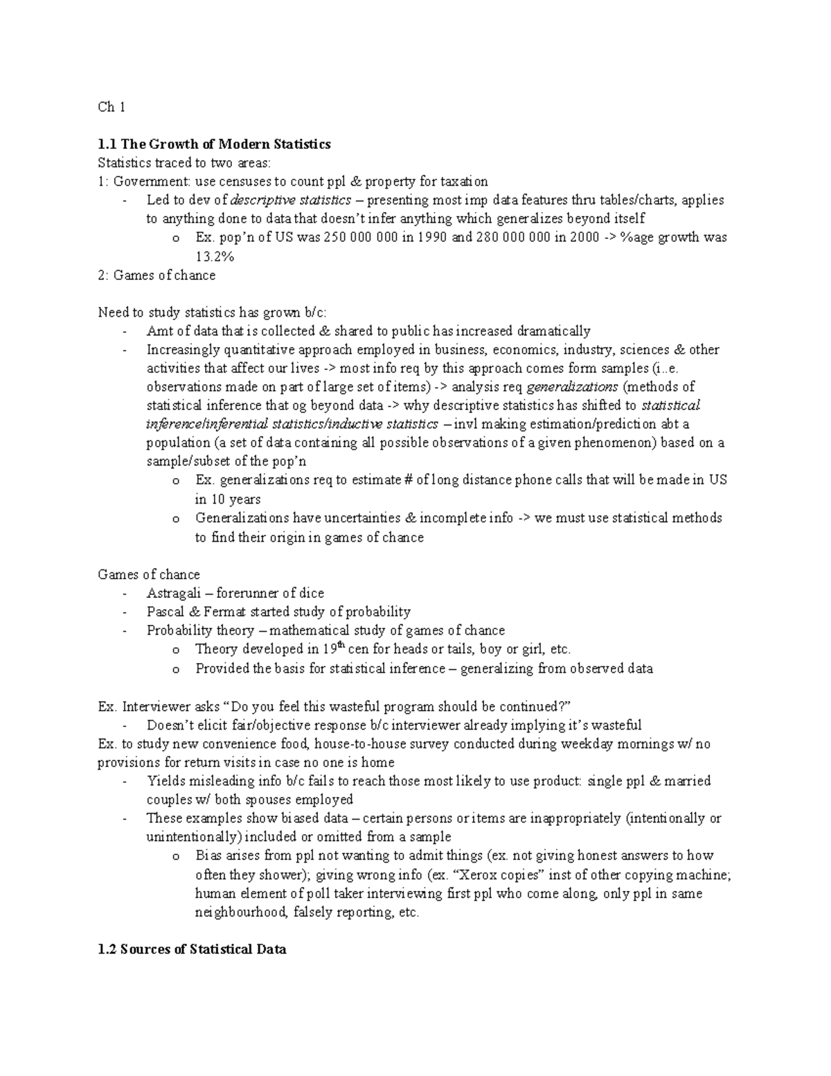 Stat 1 - STAT 263 Lecture: Chapter 1 Insights on Modern Statistics ...