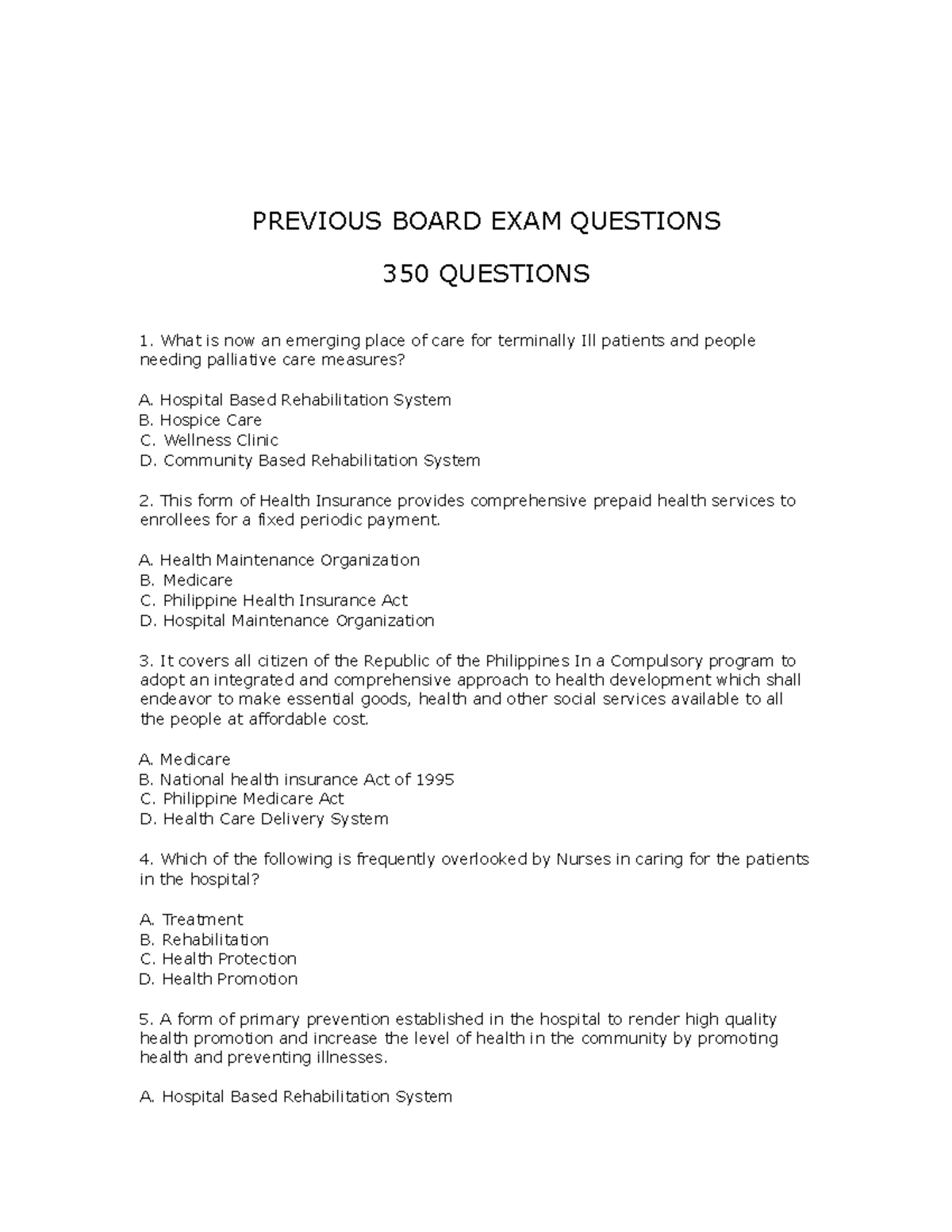 350 Practice Questions for Nursing Exam Preparation - Studocu