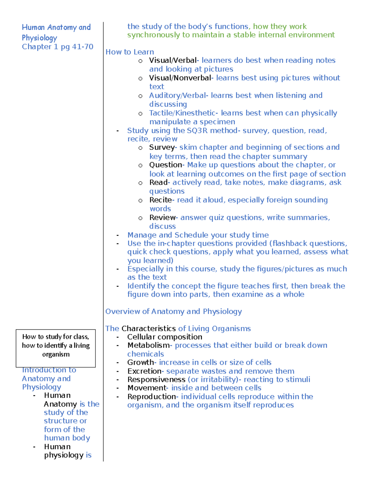 Chapter 1 - Summary Human Anatomy & Physiology - Human Anatomy and ...