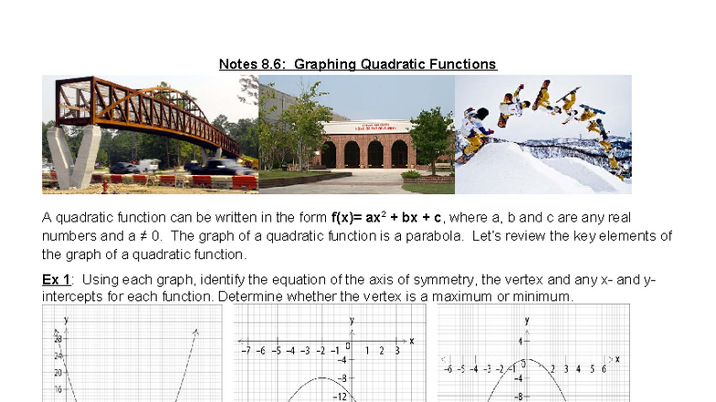 Notes: Graphing Quadratic Functions (MATH 6) - Key Concepts & Examples ...