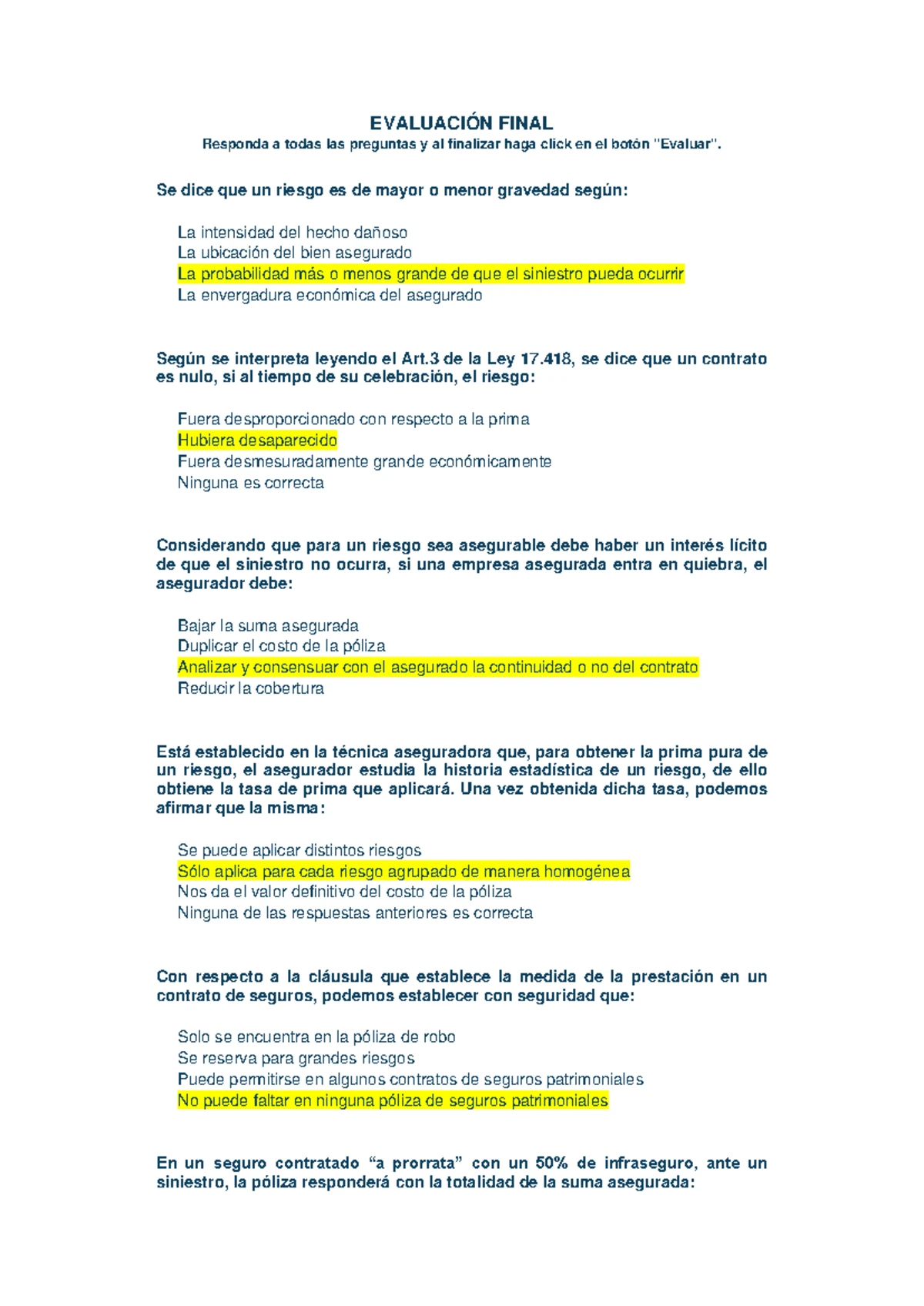 Resumen de Principios Técnicos del Seguro y Reaseguro - Unidad 1 a 8 ...