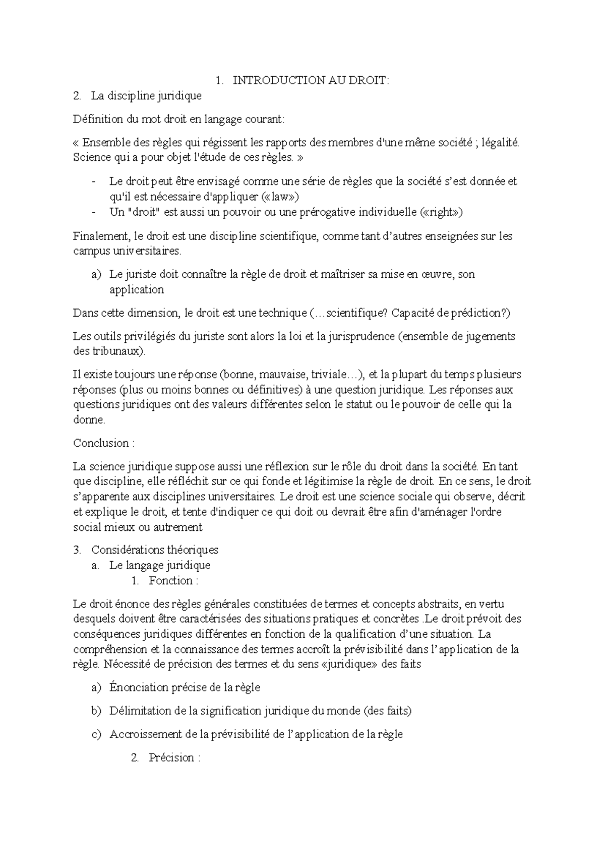 Introduction au Droit : Concepts Fondamentaux et Cadre Juridique - Studocu