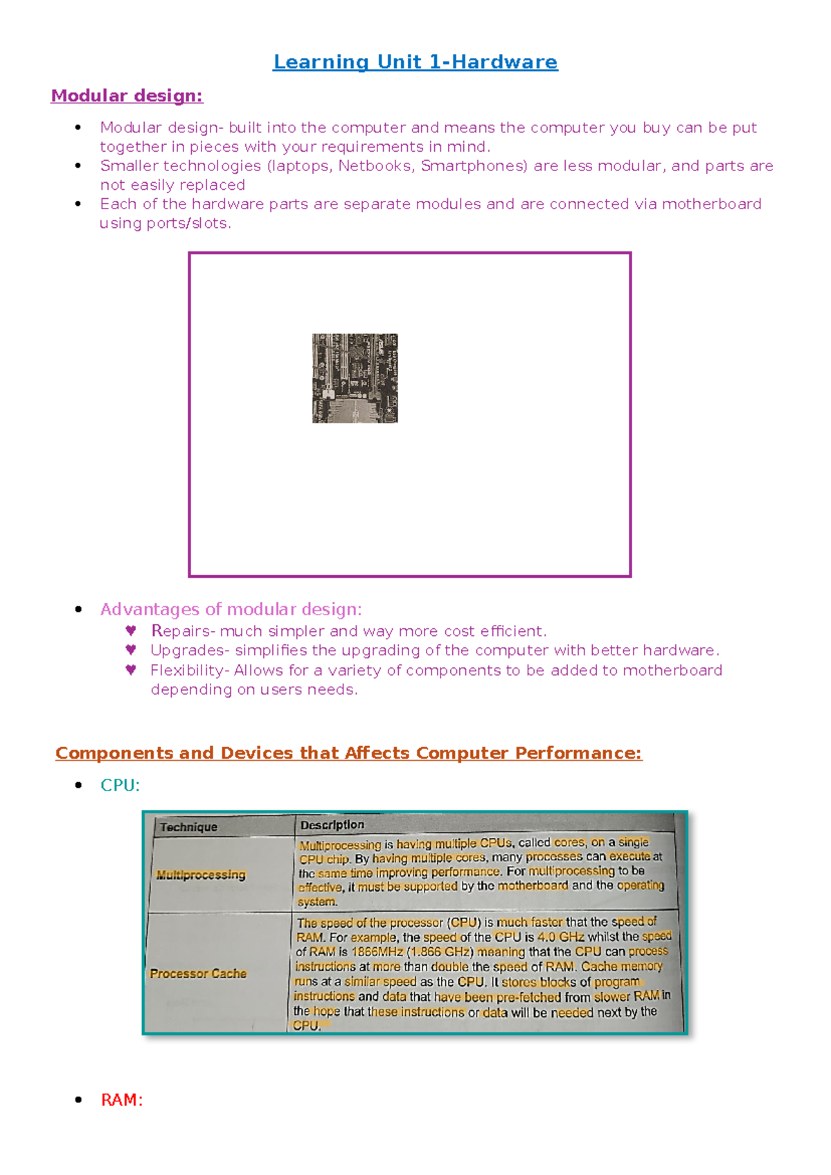 Learning Unit 1-Hardware - Learning Unit 1-Hardware Modular design ...