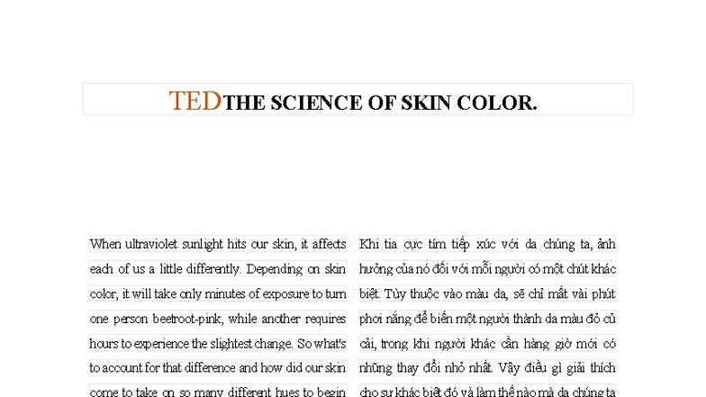 TED THE SCIENCE OF SKIN COLOR: Understanding Melanin and UV Effects ...