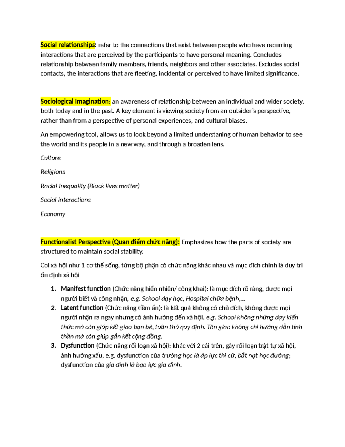 Sociology 101 Midterm Exam - Key Concepts and Perspectives - Studocu