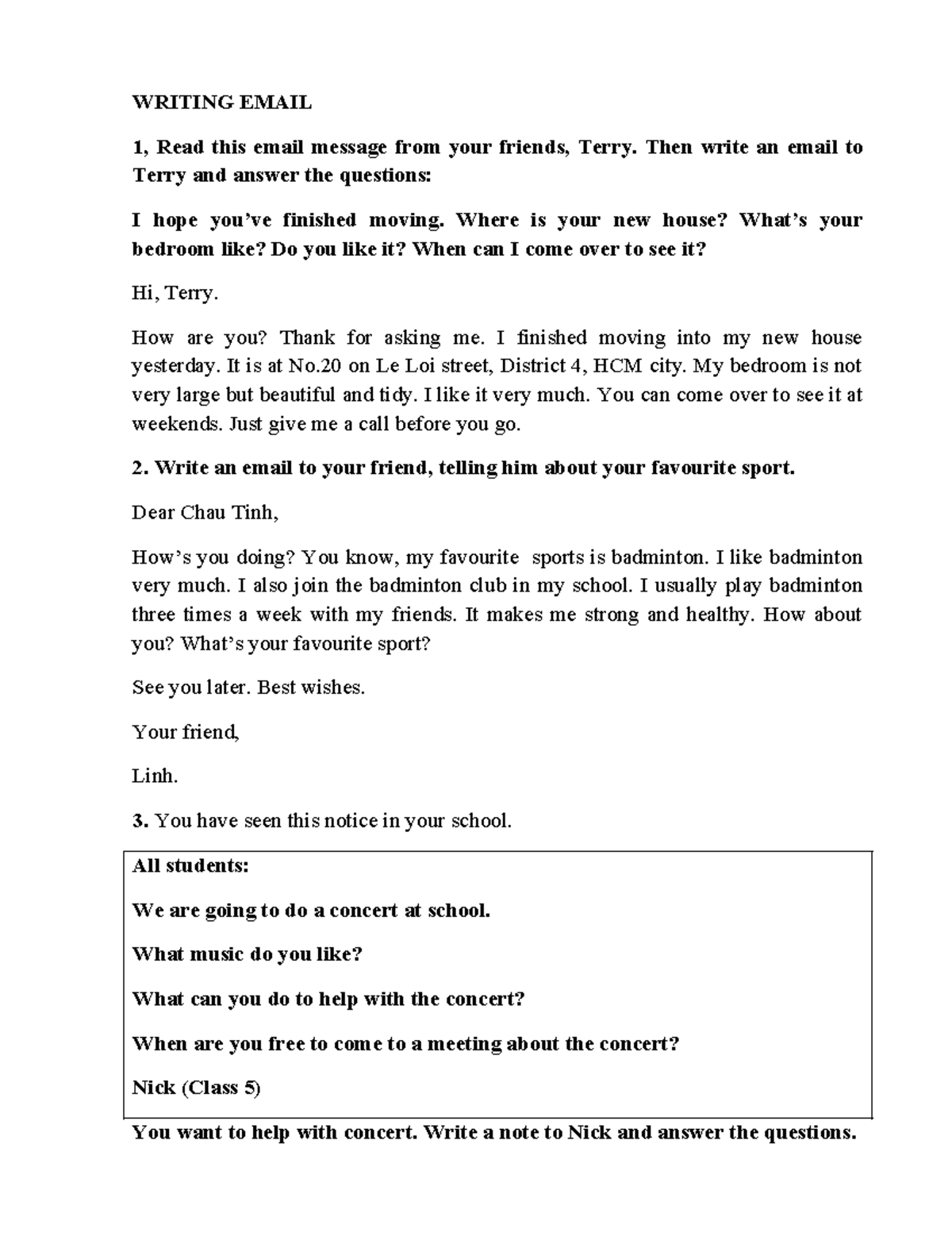 Writing Email Responses - A2 Level (VSTEP) - Studocu