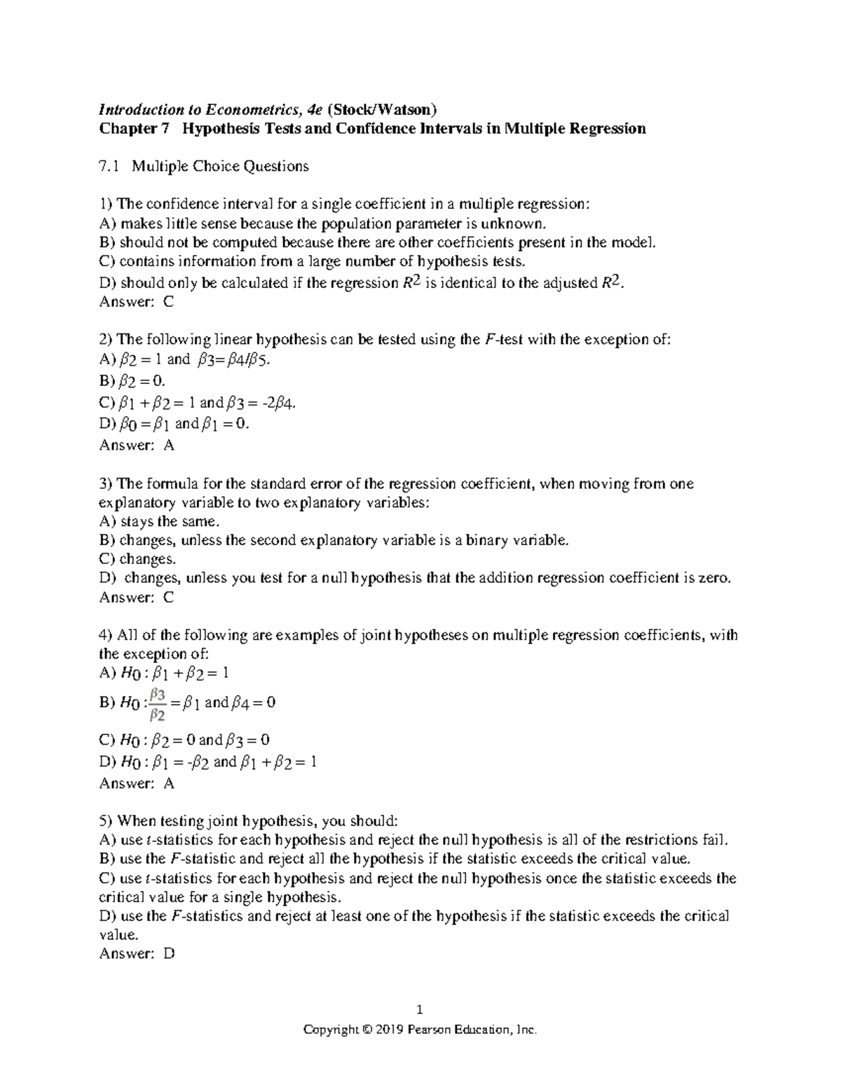 Chapter 7: Hypothesis Tests and Confidence Intervals in Multiple ...