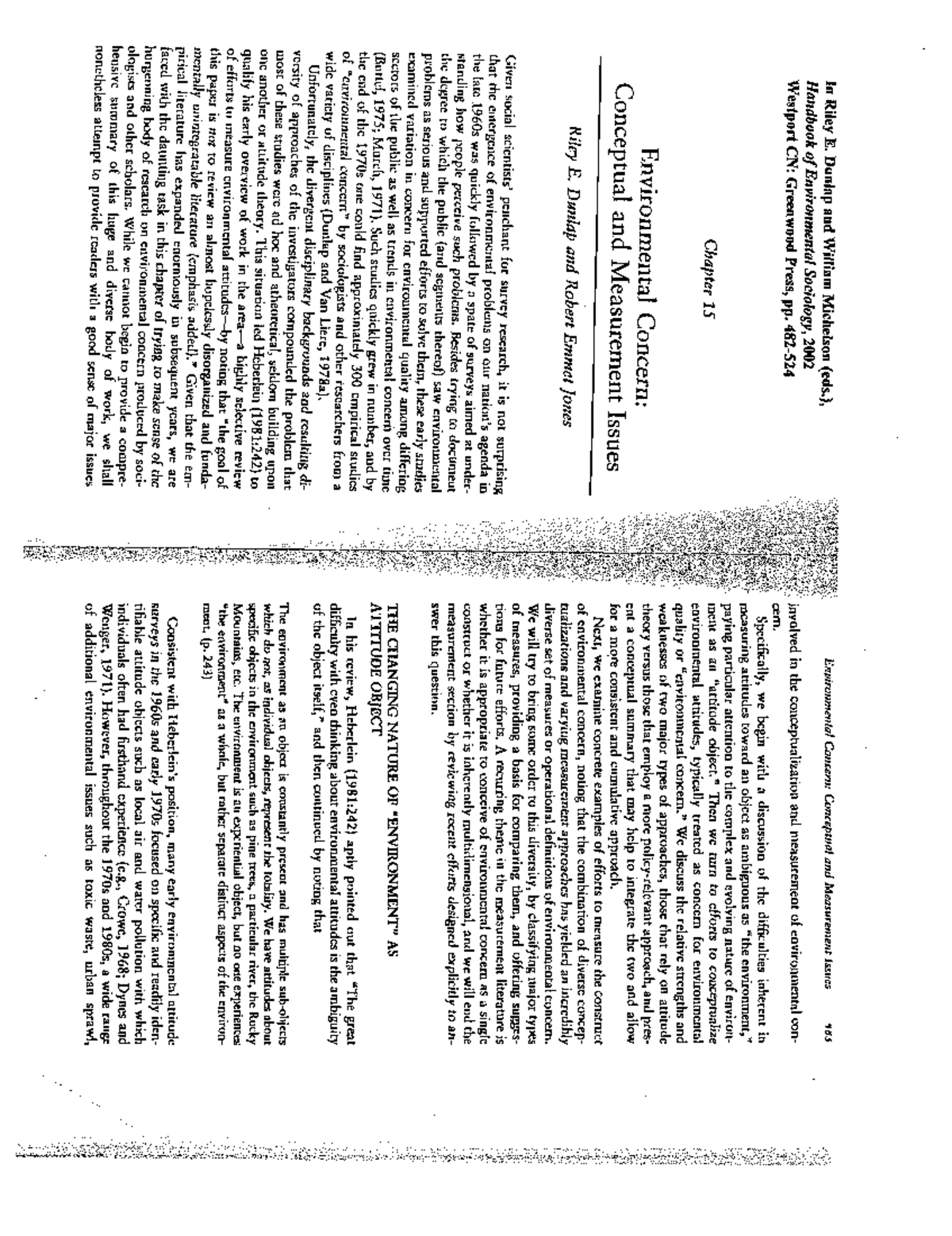Chapter 15: Environmental Concern - Conceptual & Measurement Issues ...