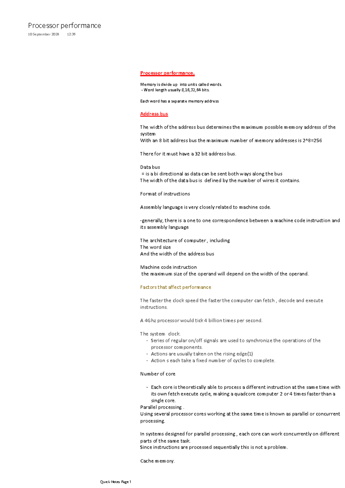 Processor performance analysis and factors affecting efficiency - Studocu