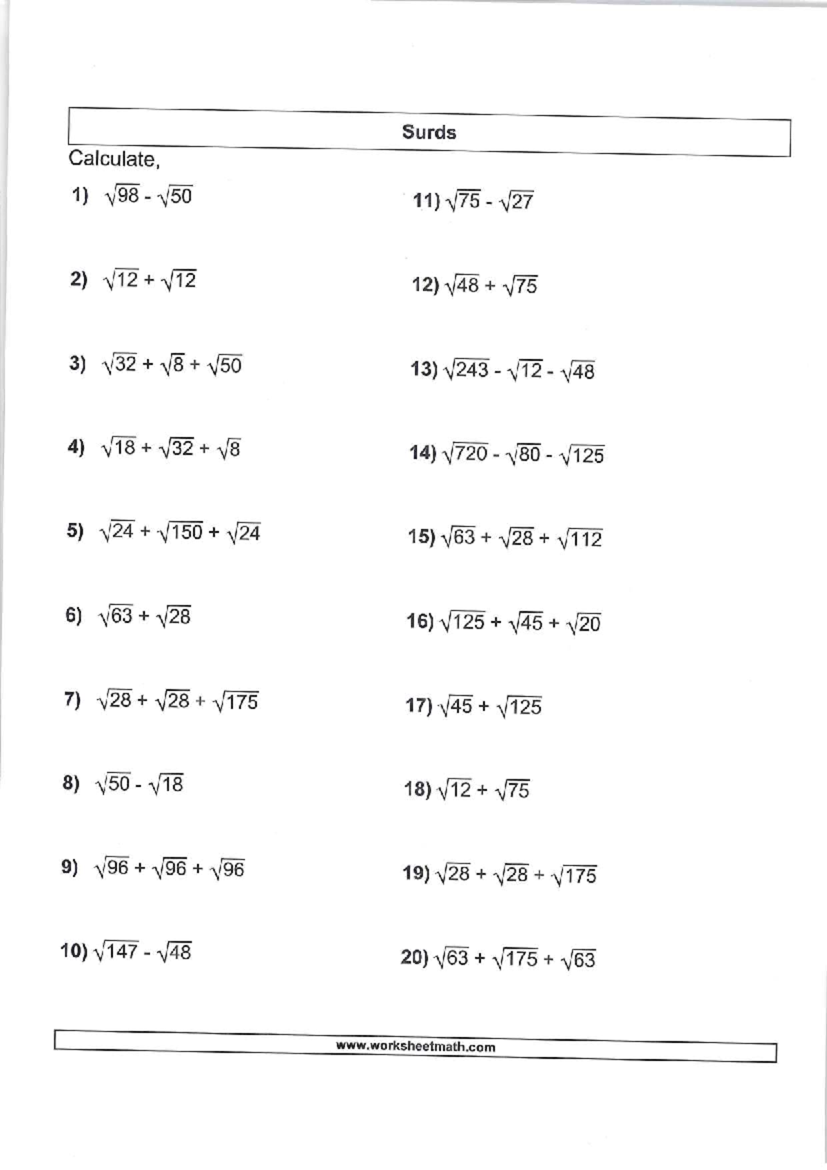 Holiday Homework - Math Advanced Practice Questions (MATH 101) - Studocu