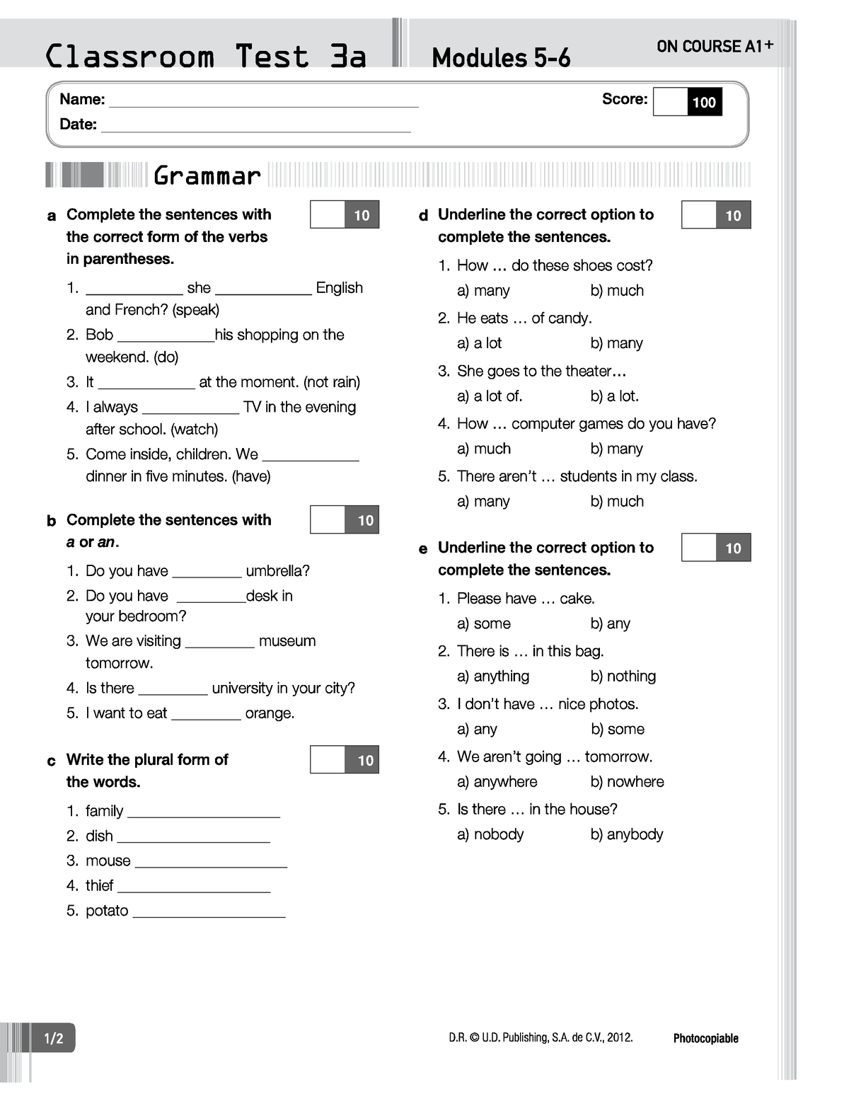 03 Classroom Test 3A PDF - Lengua y Literatura - Studocu