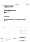 FIN3701 - Unisa - Financial Management - Studocu