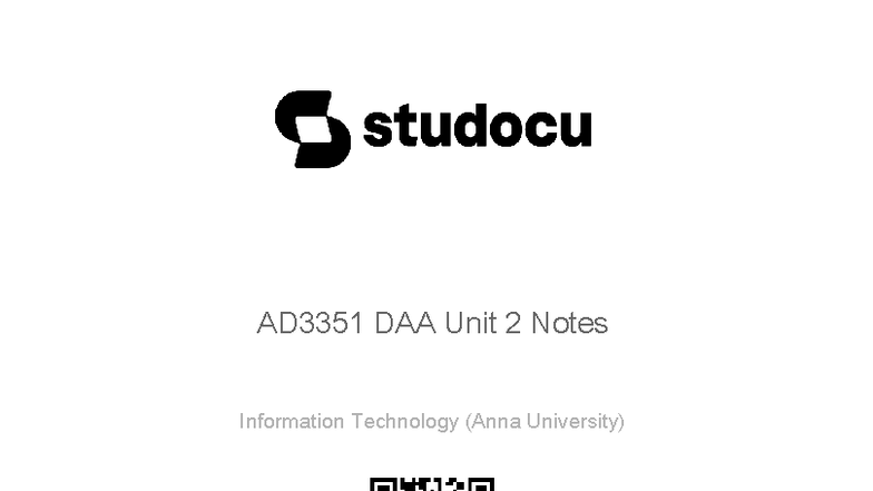 AD3351 Design and Analysis of Algorithms Unit II Notes - Studocu