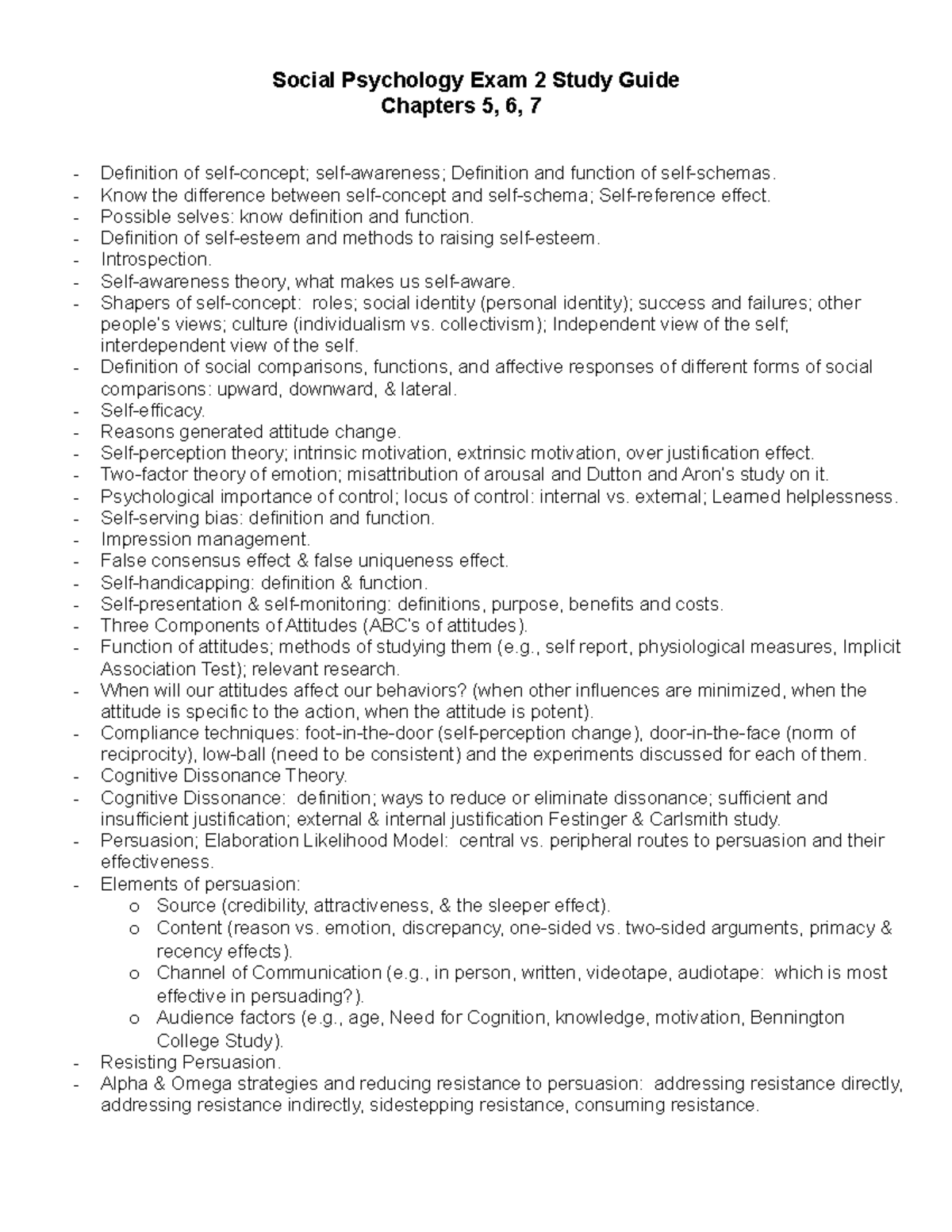 Social Psychology Exam 2 Study Guide: Chapters 5-7 Insights - Studocu