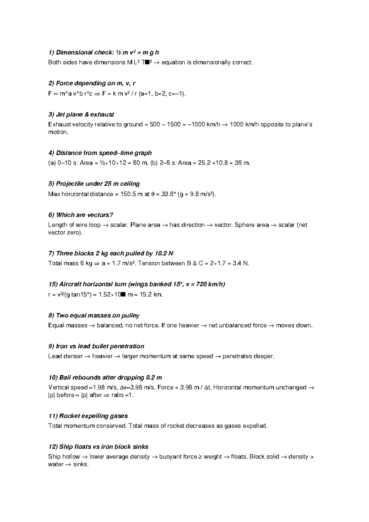 Physics & Chemistry Answers: Dimensional Analysis & Key Concepts - Studocu