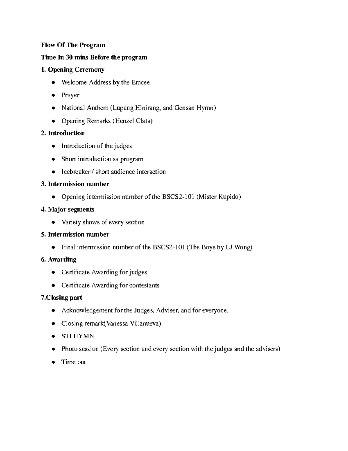 STI Event Program Flow: 30-Minute Schedule Overview - Studocu