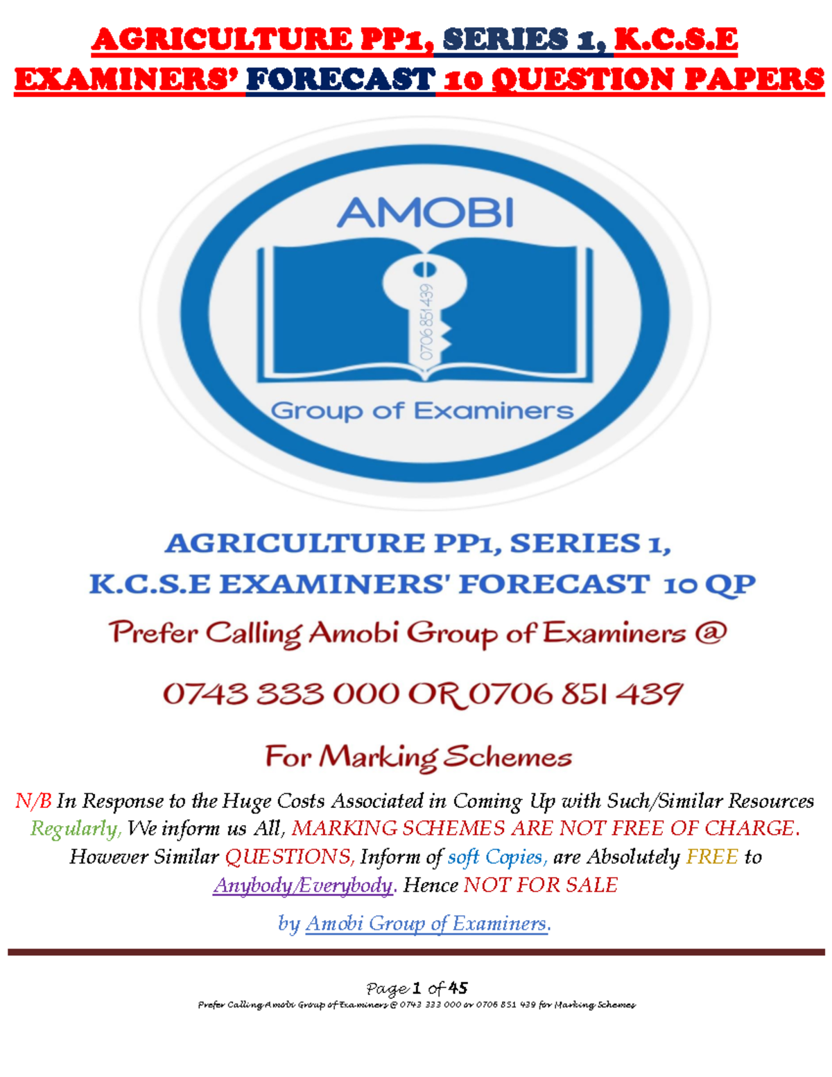 Agric PP1 S1 KEF 10-QP - notes - Page 1 of 45 AGRICULTURE PP1, SERIES 1 ...