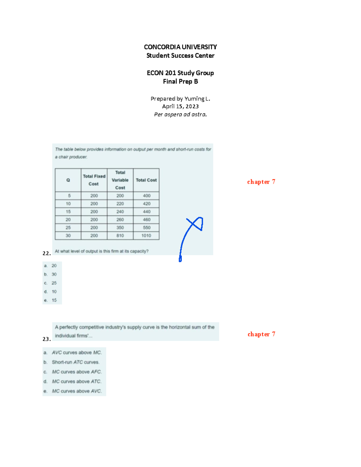Part2 - econ 201 final mock exam questions only - ECON 201 - CONCORDIA ...