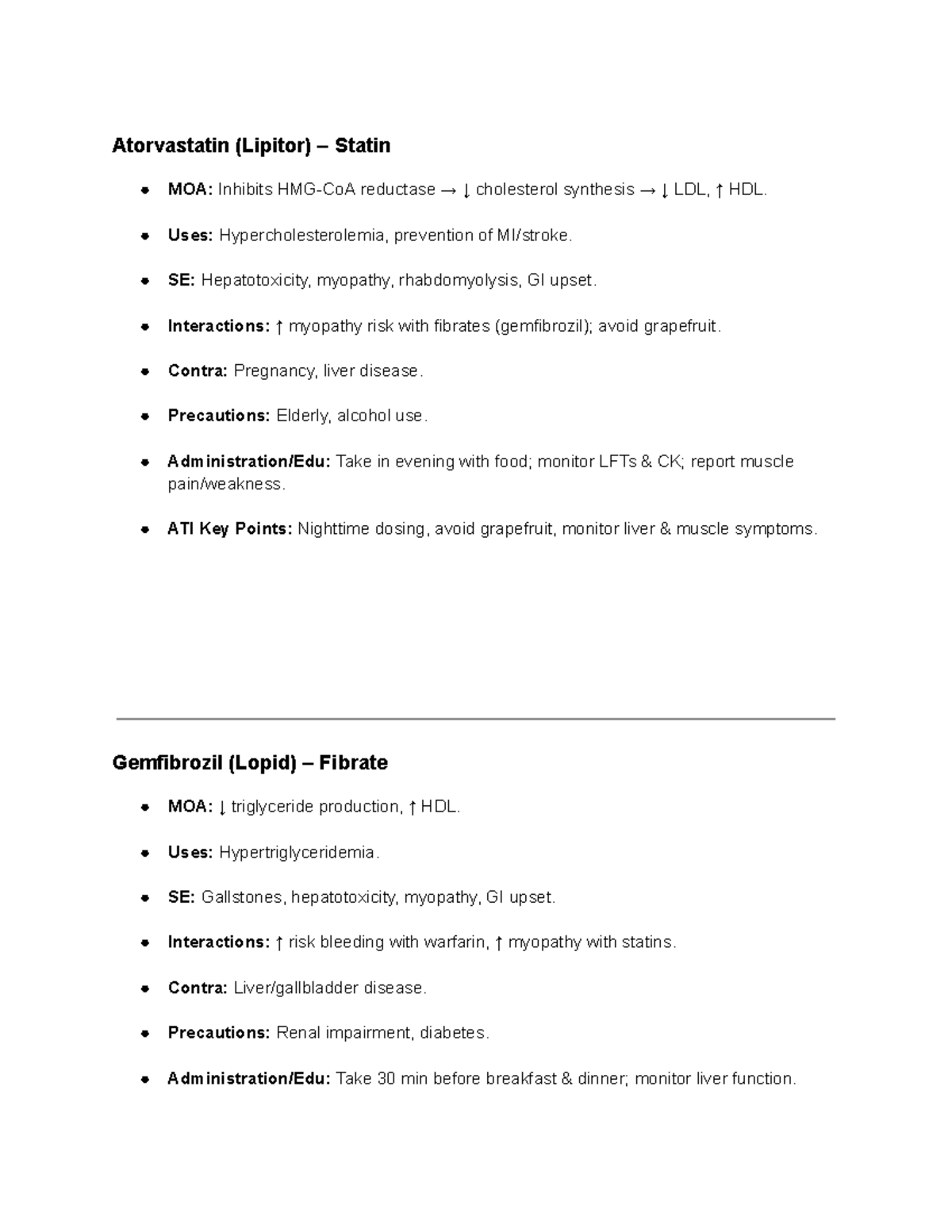 Pharmacology Cardiac Medications Guide for Nursing Students (NUR 101 ...