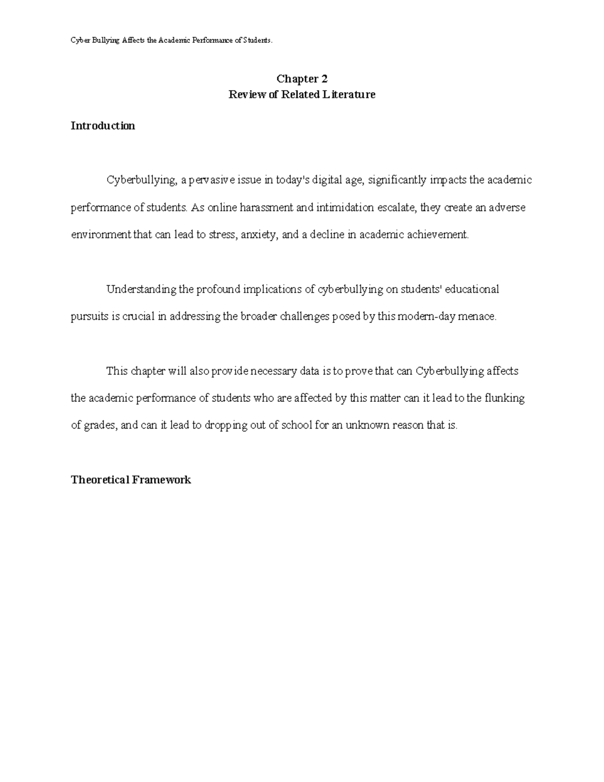 Chapter 2 ED - The Impact of Cyberbullying on Academic Performance ...