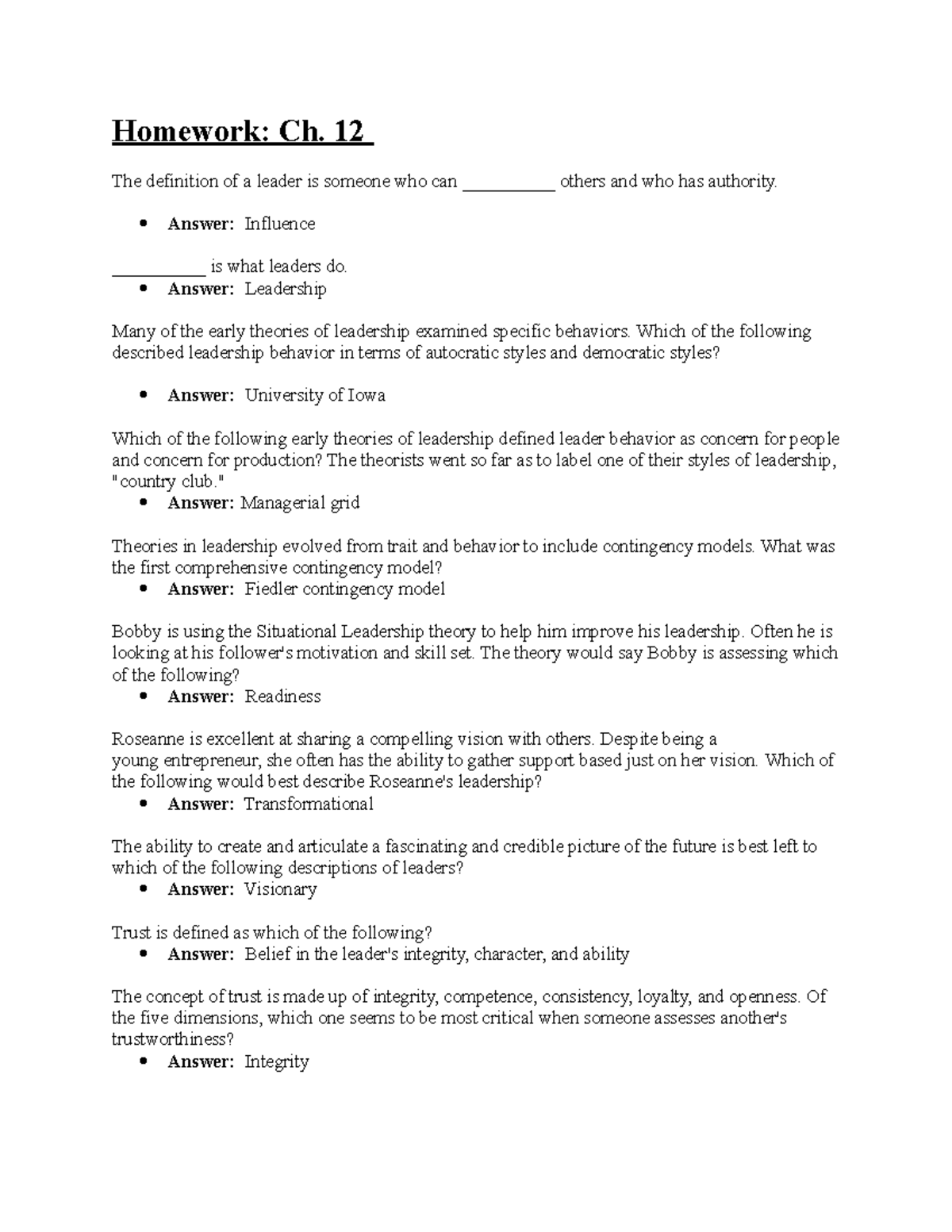 Management 301 Study Guide: Key Concepts from Chapters 12 & 13 - Studocu