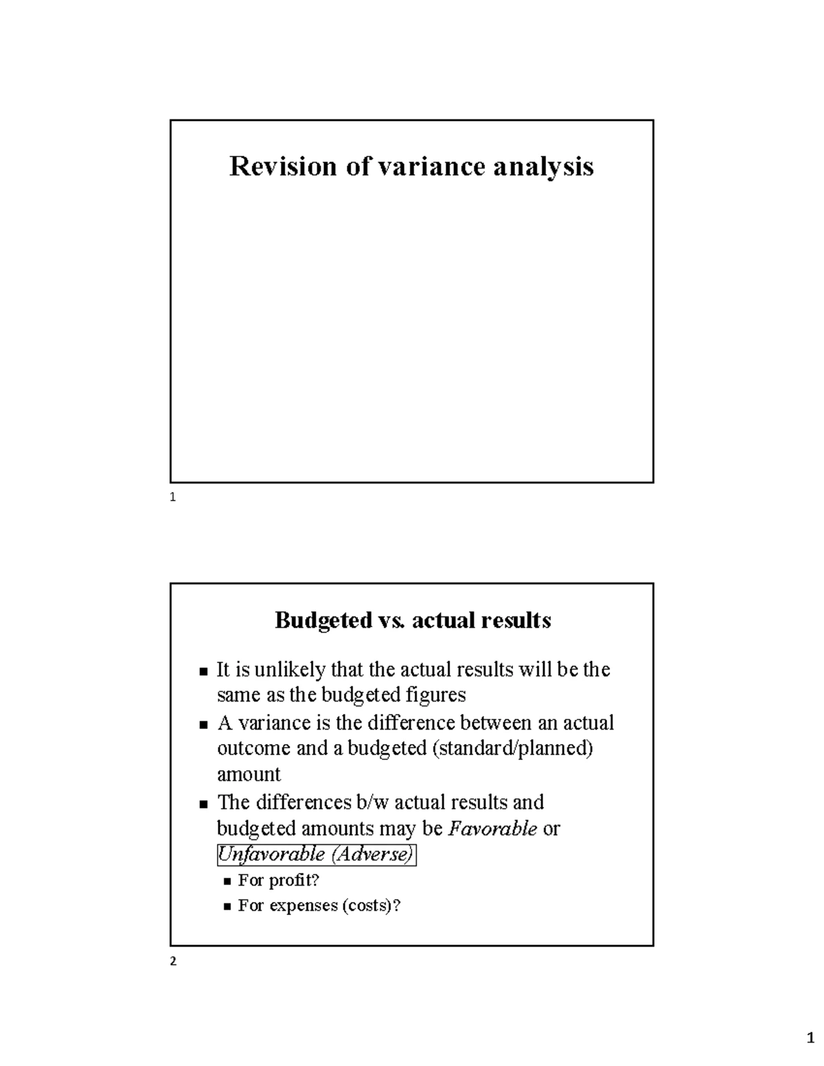 Revision of Variance Analysis Practice for FMA Ltd. Cost Report - Studocu